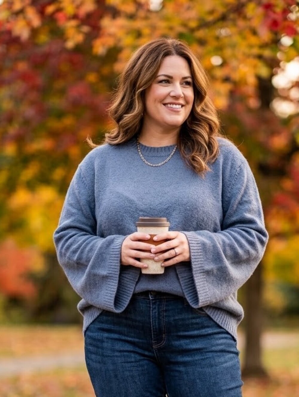 THREAD and SUPPLY Crewneck Sweater Relaxed Fit Blue Gray Plus Size 1X